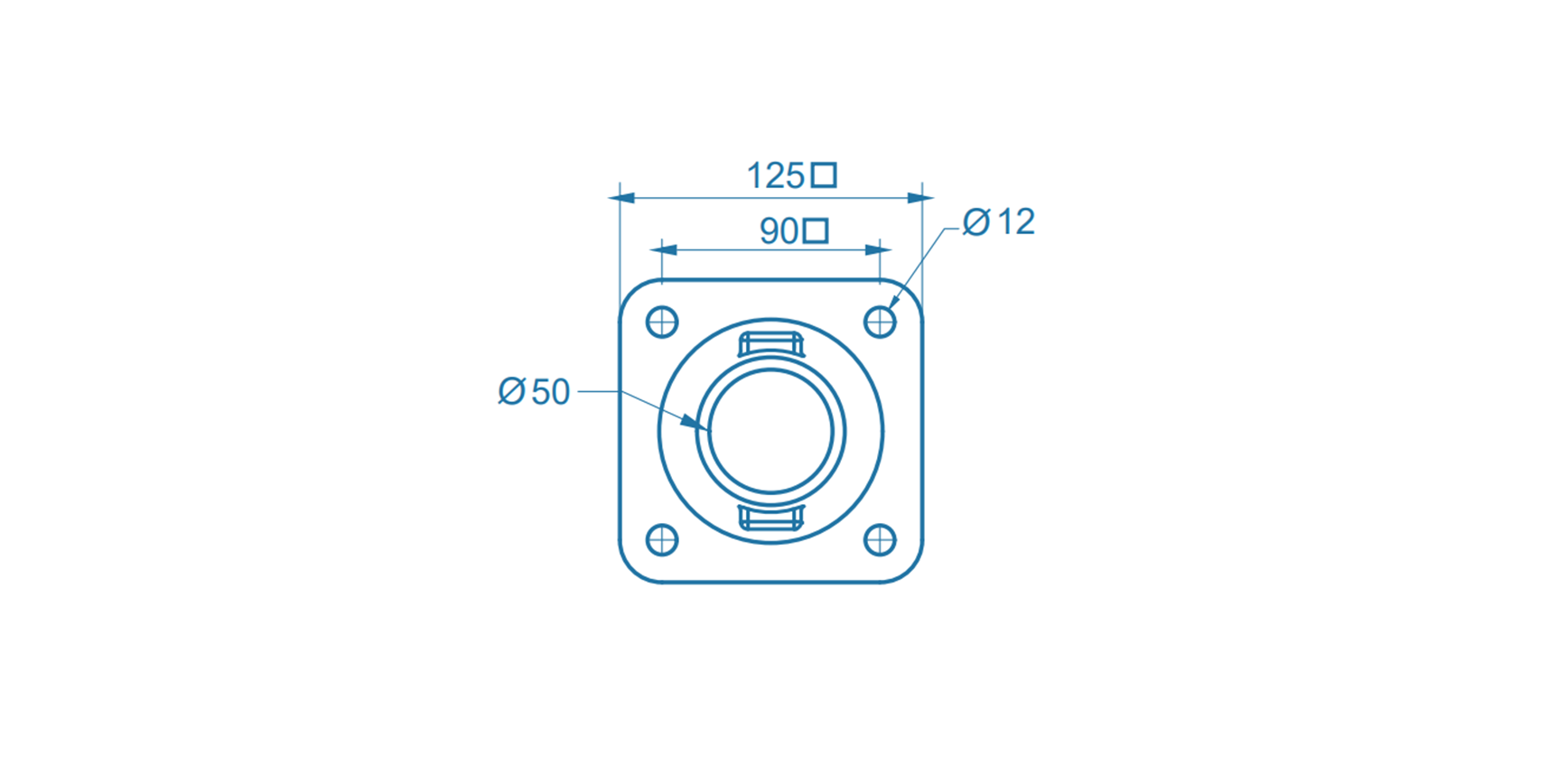 FRP Stanchion 4 Hole Base Mount