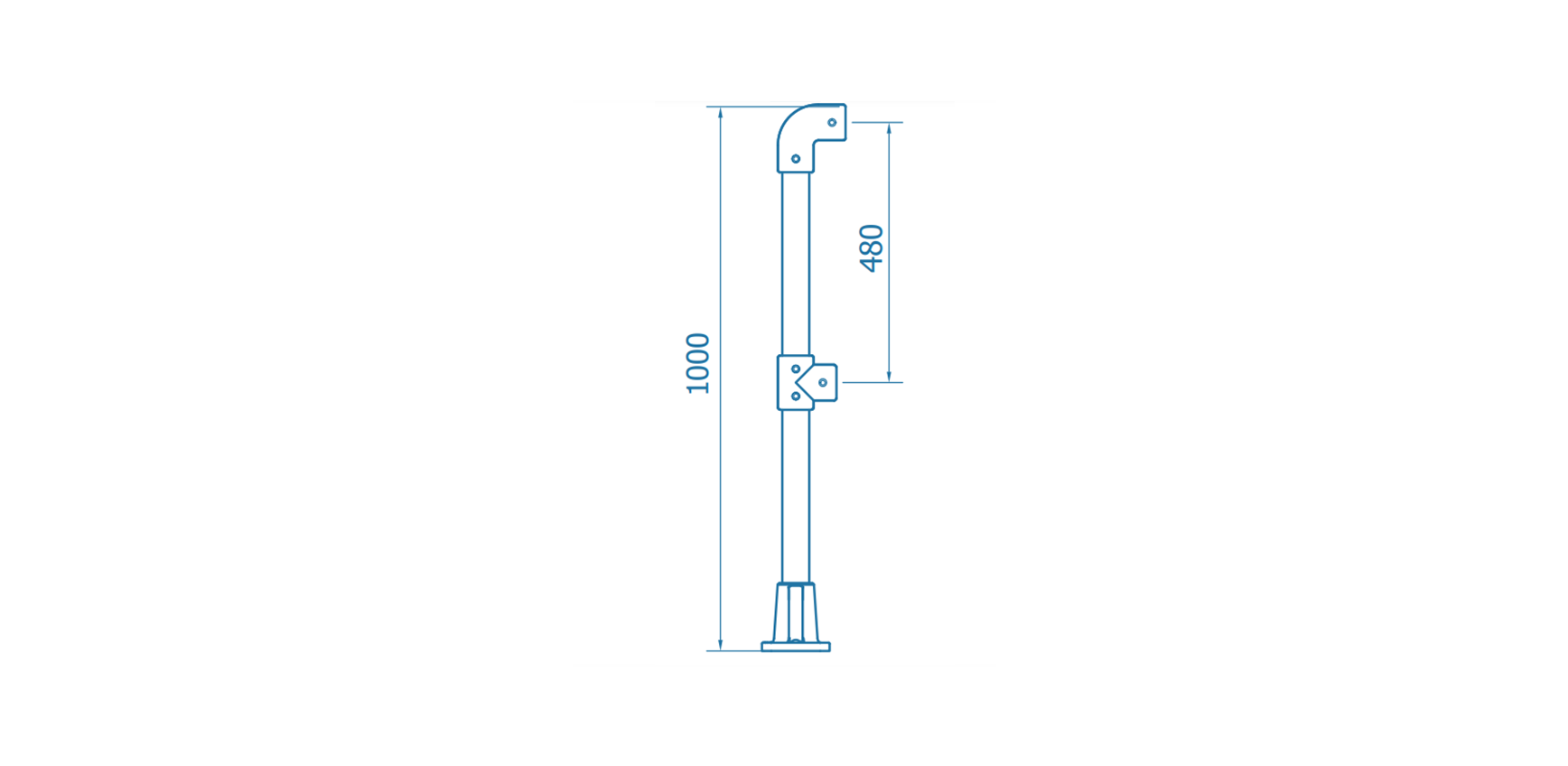 FRP Base Mount 90 Degree Elbow Stanchion
